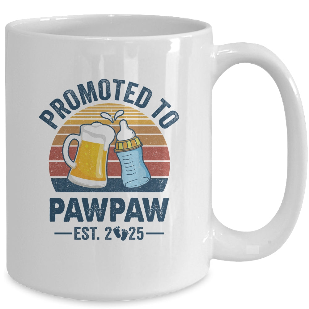 Promoted To Pawpaw Est 2025 First Time Fathers Day Vintage Mug | teecentury