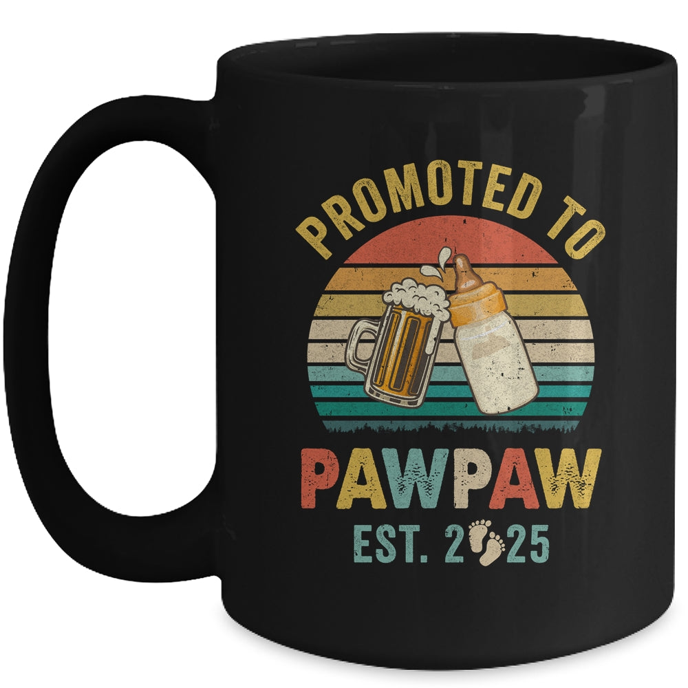 Promoted To Pawpaw Est 2025 Vintage New Pawpaw Fathers Day Mug | teecentury