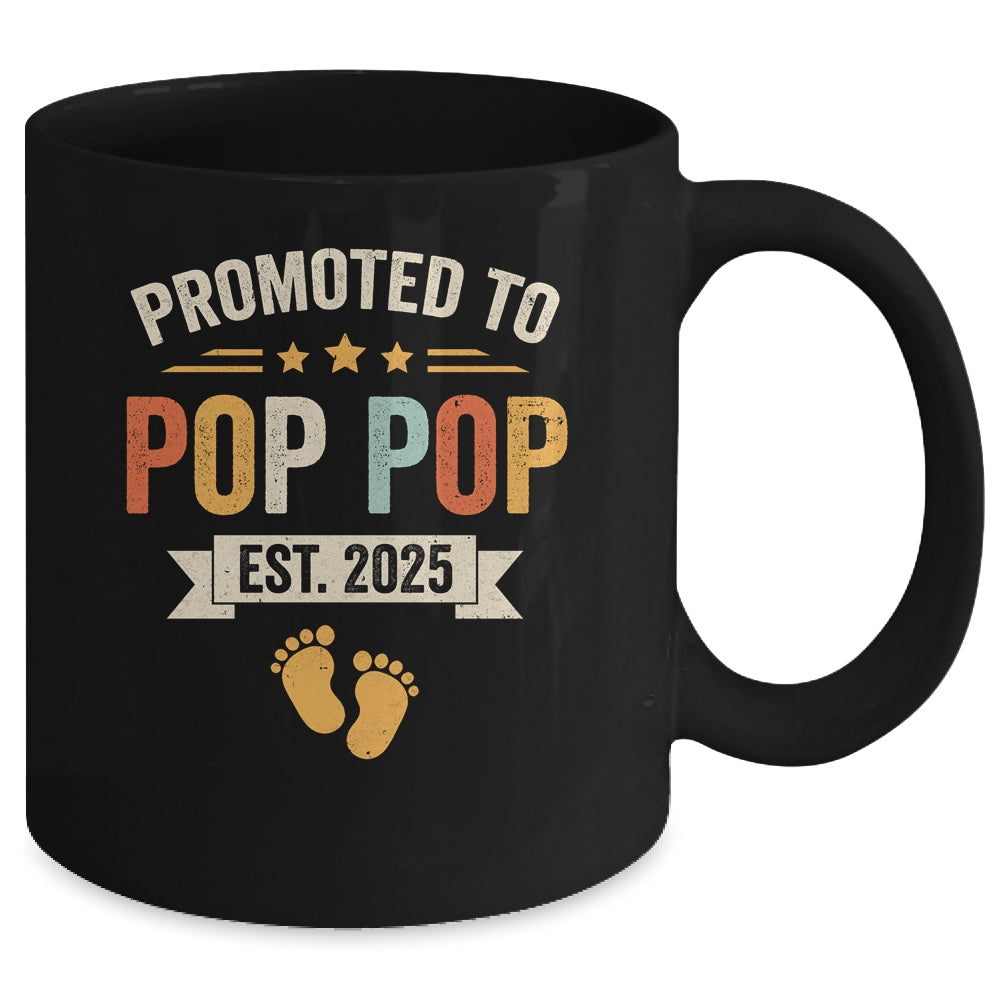 Promoted To Pop Pop 2025 Retro Soon To Be Pop Pop Est 2025 Mug | teecentury