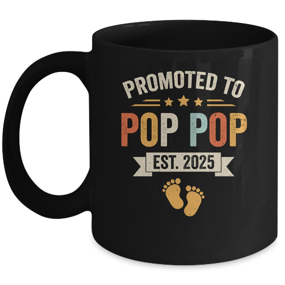 Promoted To Pop Pop 2025 Retro Soon To Be Pop Pop Est 2025 Mug | teecentury