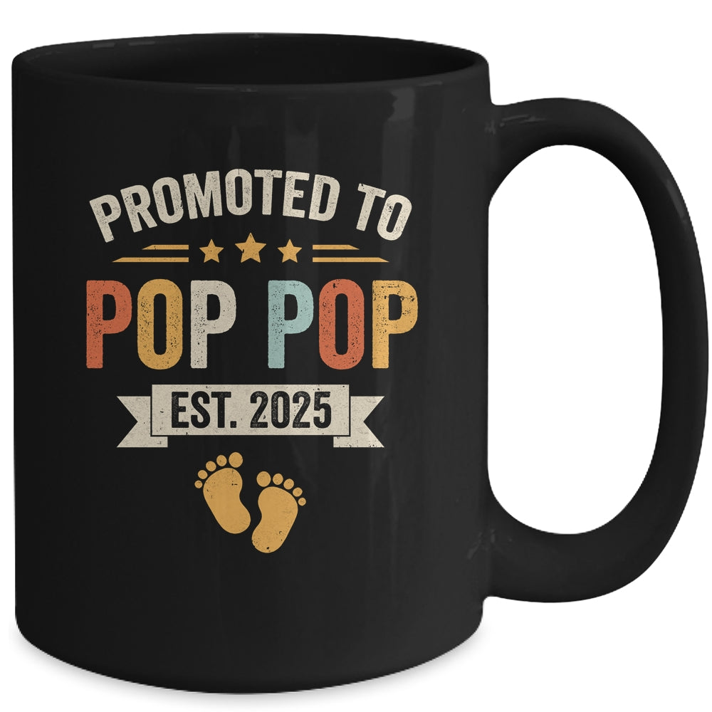 Promoted To Pop Pop 2025 Retro Soon To Be Pop Pop Est 2025 Mug | teecentury