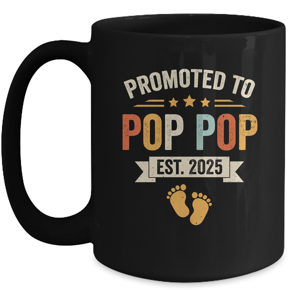 Promoted To Pop Pop 2025 Retro Soon To Be Pop Pop Est 2025 Mug | teecentury