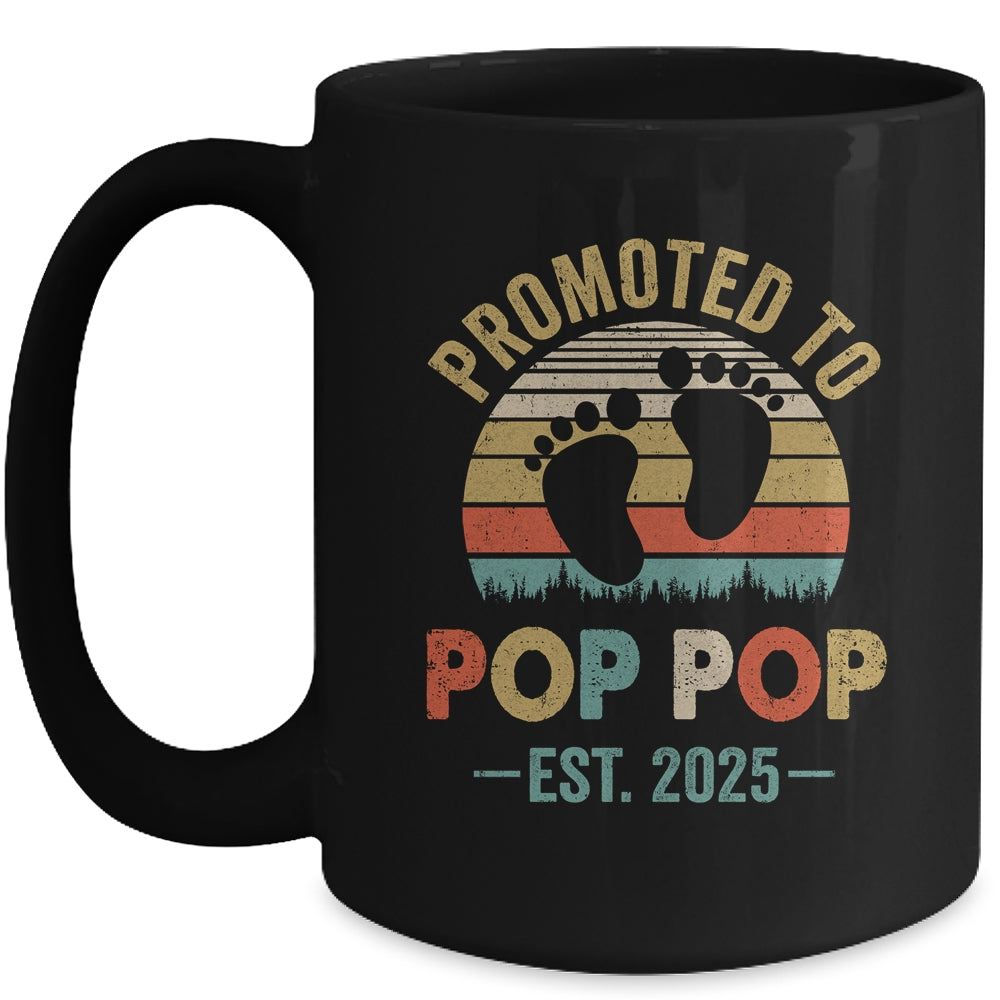 Promoted To Pop Pop Est 2025 Fathers Day Vintage Mug | teecentury
