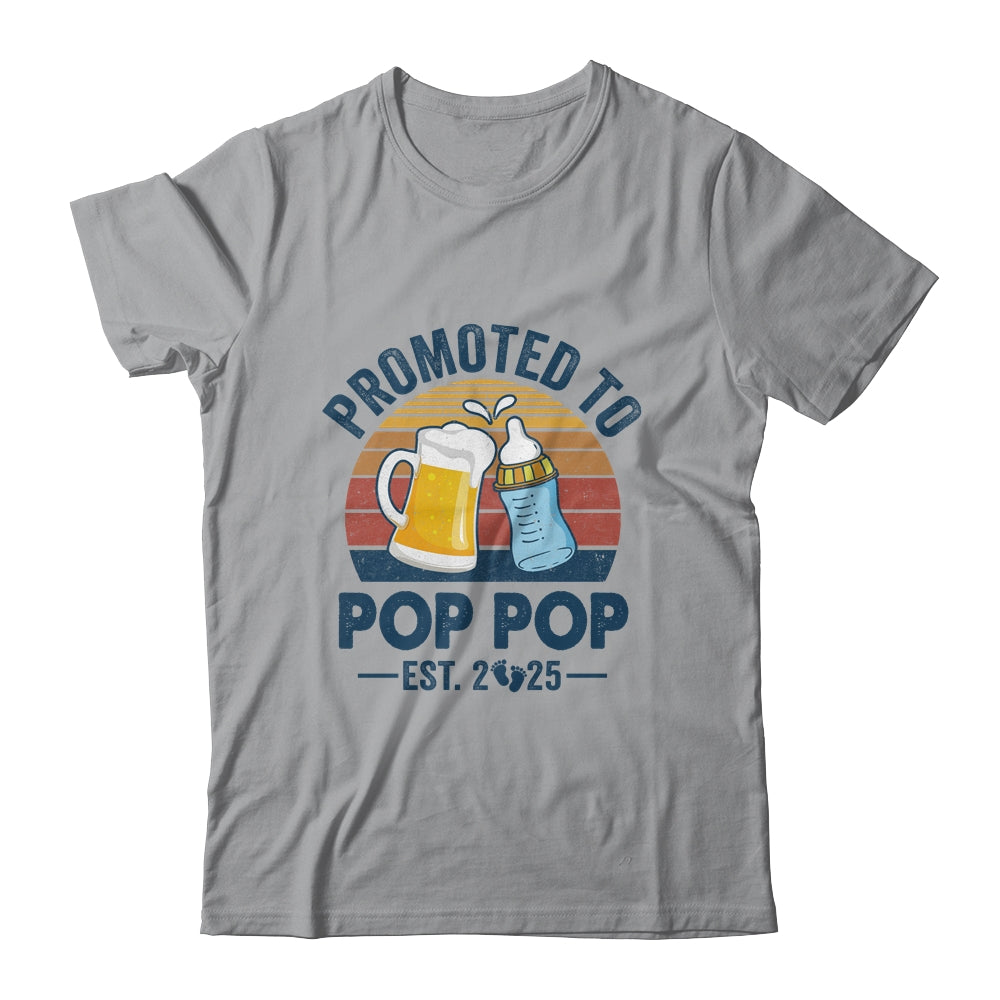 Promoted To Pop Pop Est 2025 First Time Fathers Day Vintage Shirt & Hoodie | teecentury