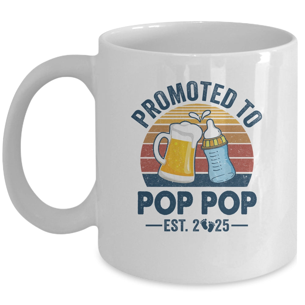 Promoted To Pop Pop Est 2025 First Time Fathers Day Vintage Mug | teecentury