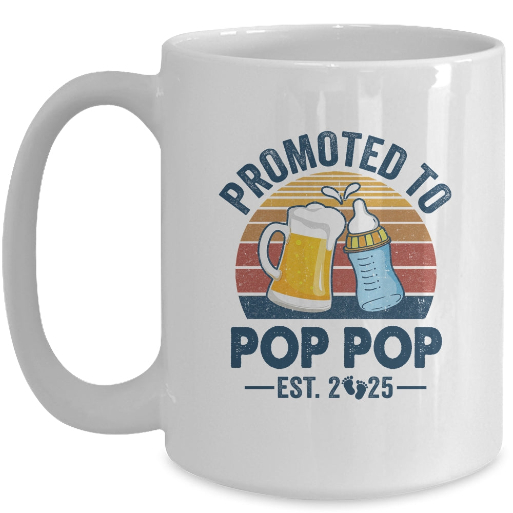 Promoted To Pop Pop Est 2025 First Time Fathers Day Vintage Mug | teecentury