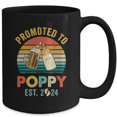 Promoted To Poppy Est 2024 Vintage New Poppy Fathers Day Mug | teecentury