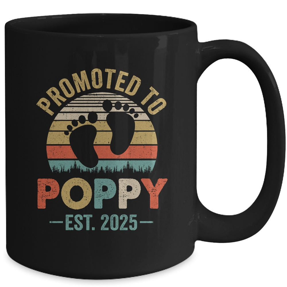 Promoted To Poppy Est 2025 Fathers Day Vintage Mug | teecentury