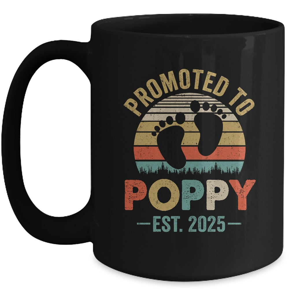 Promoted To Poppy Est 2025 Fathers Day Vintage Mug | teecentury