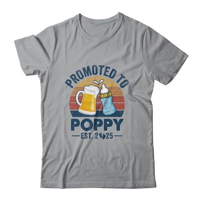 Promoted To Poppy Est 2025 First Time Fathers Day Vintage Shirt & Hoodie | teecentury