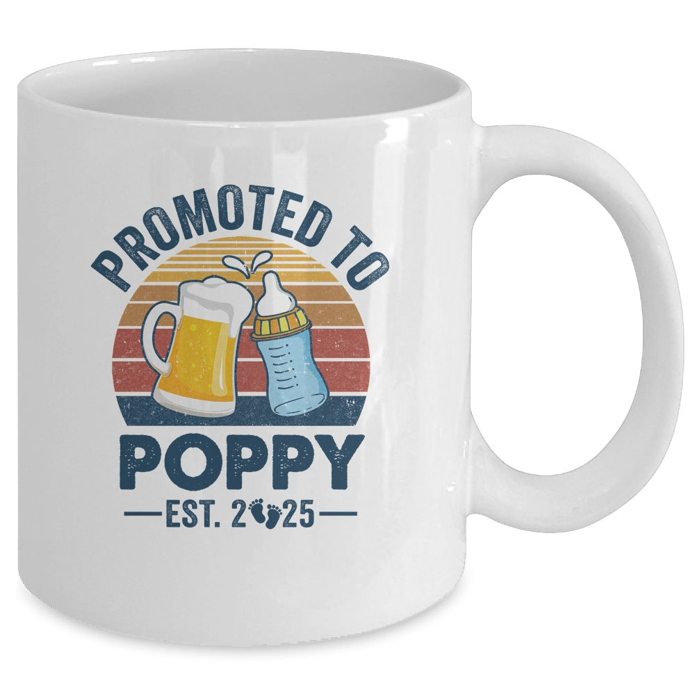 Promoted To Poppy Est 2025 First Time Fathers Day Vintage Mug | teecentury
