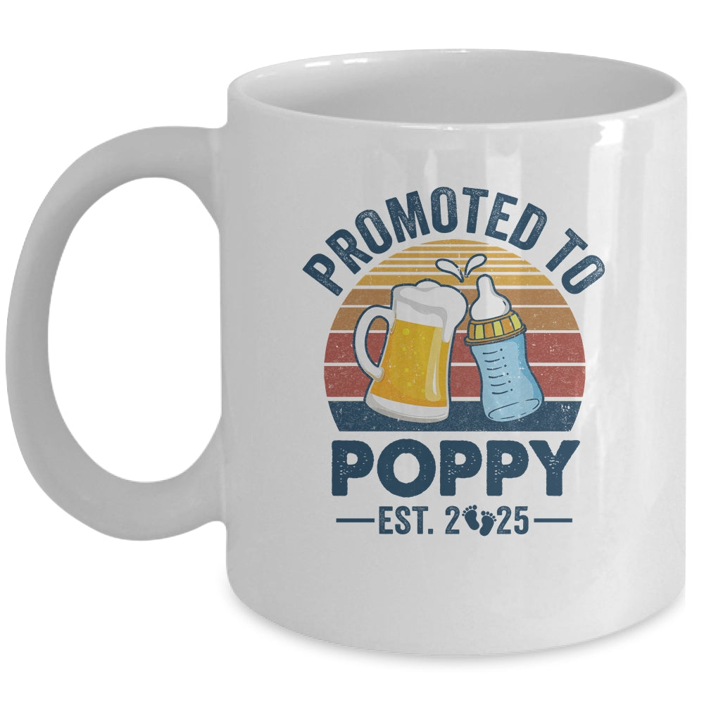 Promoted To Poppy Est 2025 First Time Fathers Day Vintage Mug | teecentury