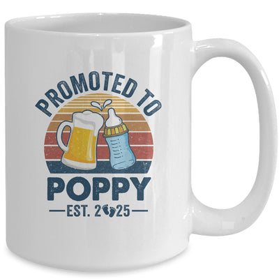 Promoted To Poppy Est 2025 First Time Fathers Day Vintage Mug | teecentury