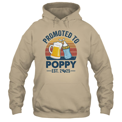 Promoted To Poppy Est 2025 First Time Fathers Day Vintage Shirt & Hoodie | teecentury