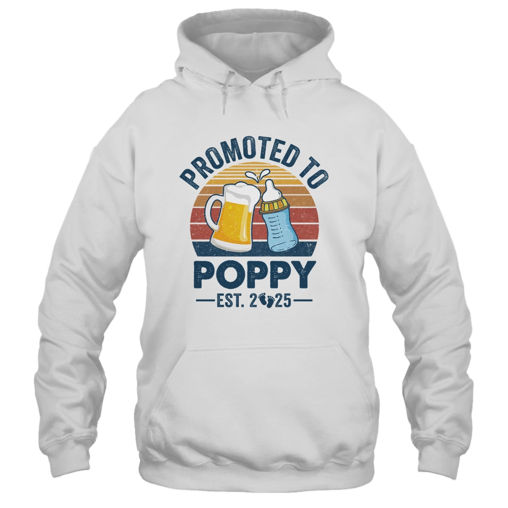 Promoted To Poppy Est 2025 First Time Fathers Day Vintage Shirt & Hoodie | teecentury