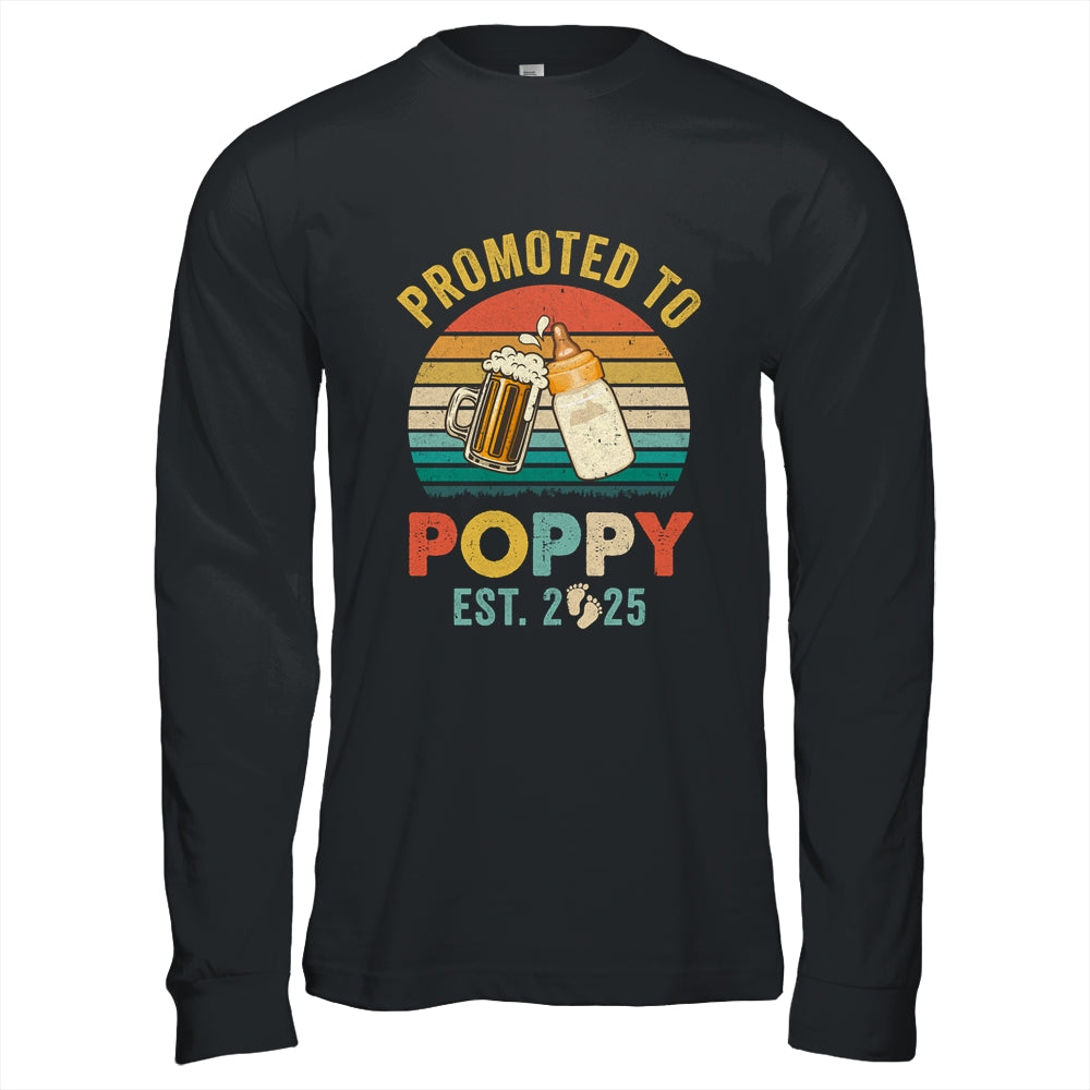 Promoted To Poppy Est 2025 Vintage New Poppy Fathers Day Shirt & Hoodie | teecentury