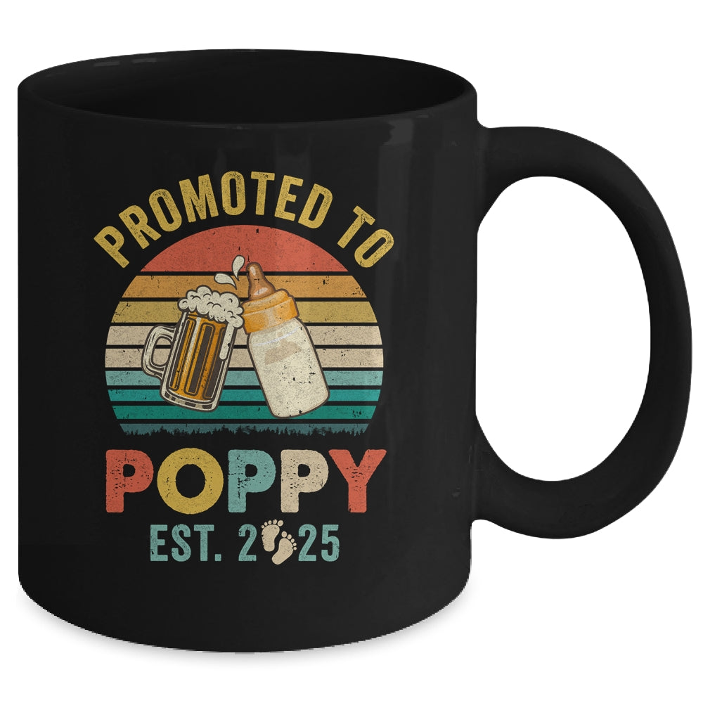 Promoted To Poppy Est 2025 Vintage New Poppy Fathers Day Mug | teecentury