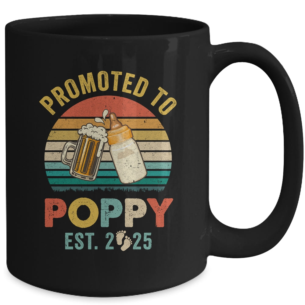 Promoted To Poppy Est 2025 Vintage New Poppy Fathers Day Mug | teecentury