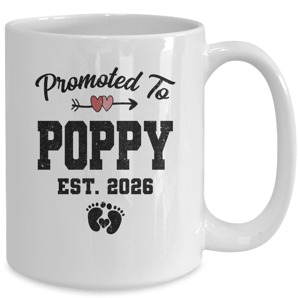 Promoted To Poppy Est 2026 First Time Fathers Day Mug | teecentury