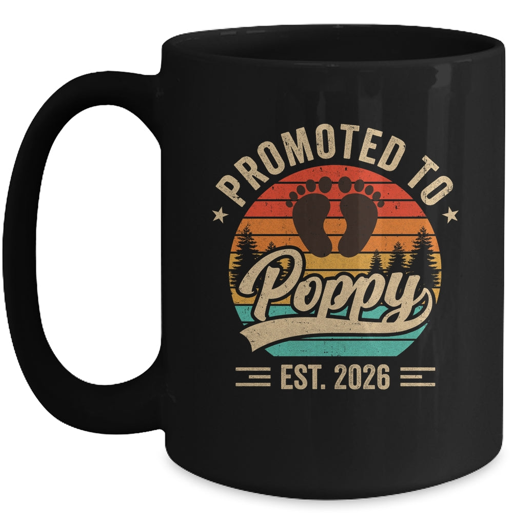 Promoted To Poppy Est 2026 Grandparents Baby Announcement Mug | teecentury