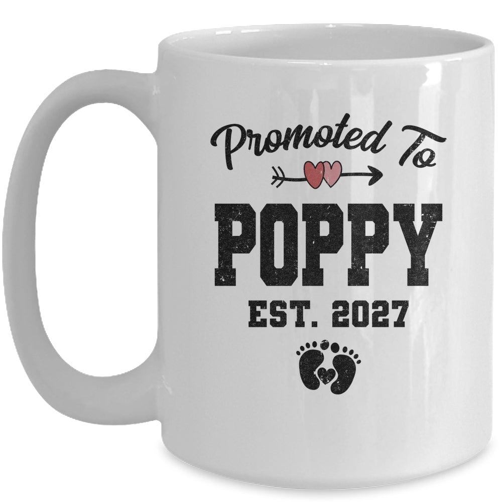 Promoted To Poppy Est 2027 First Time Fathers Day Mug | teecentury