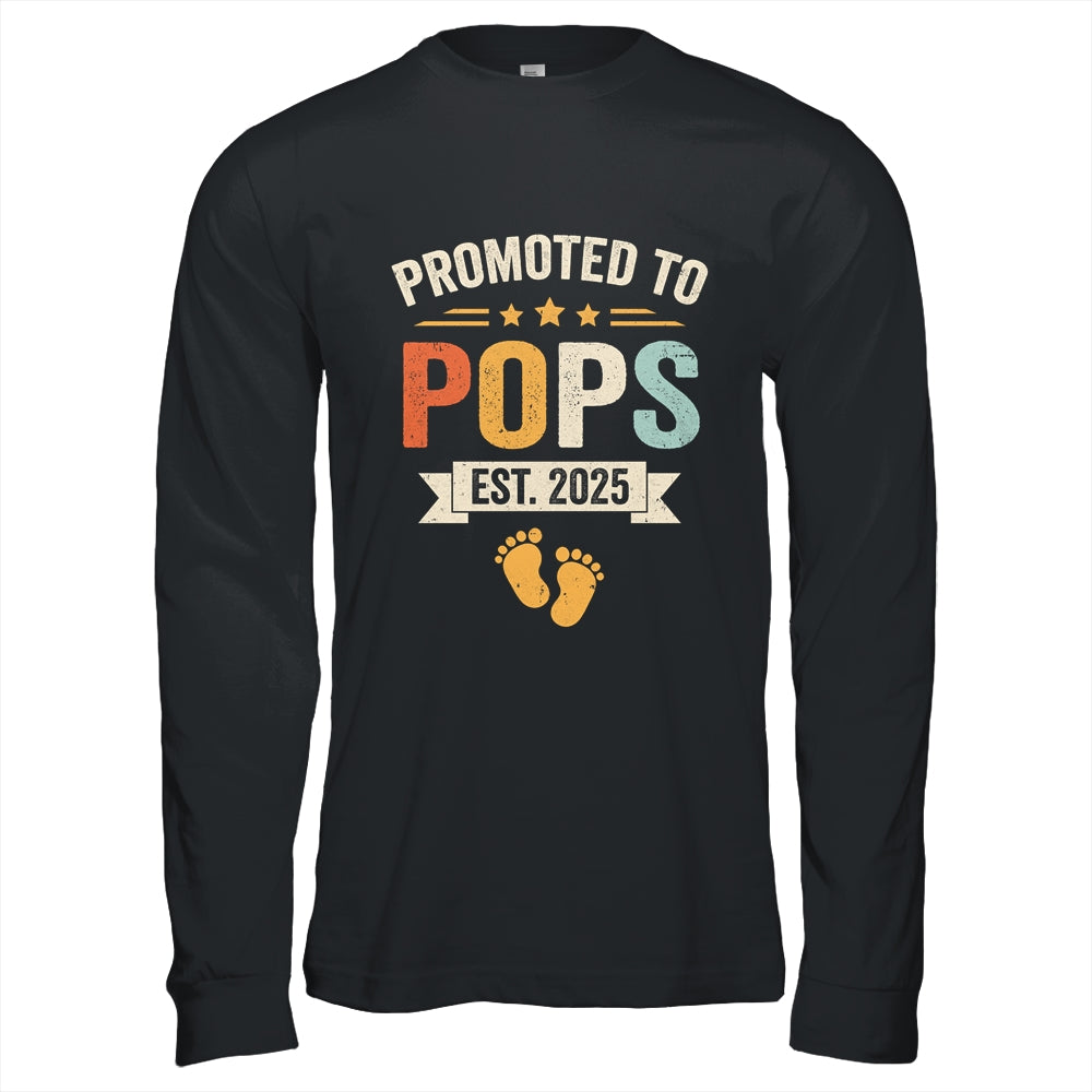 Promoted To Pops 2025 Retro Soon To Be Pops Est 2025 Shirt & Hoodie | teecentury