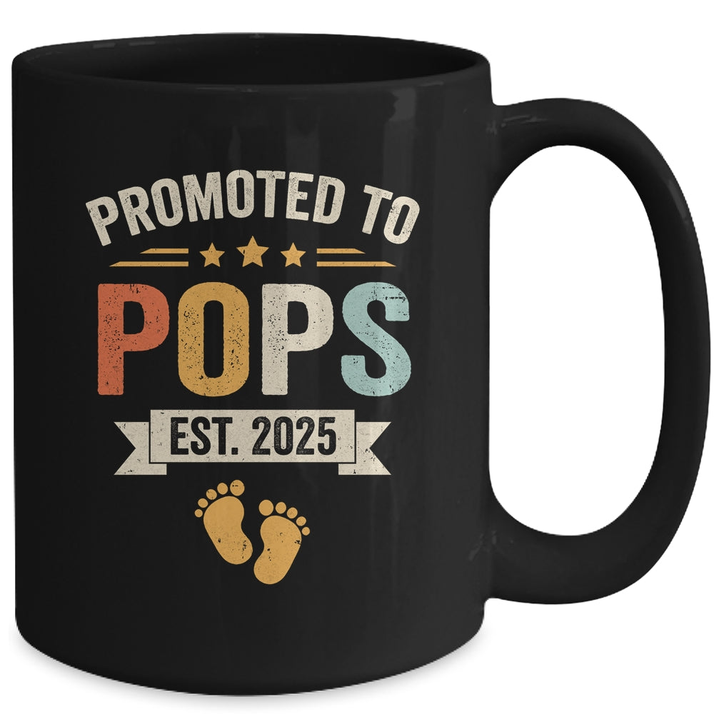 Promoted To Pops 2025 Retro Soon To Be Pops Est 2025 Mug | teecentury
