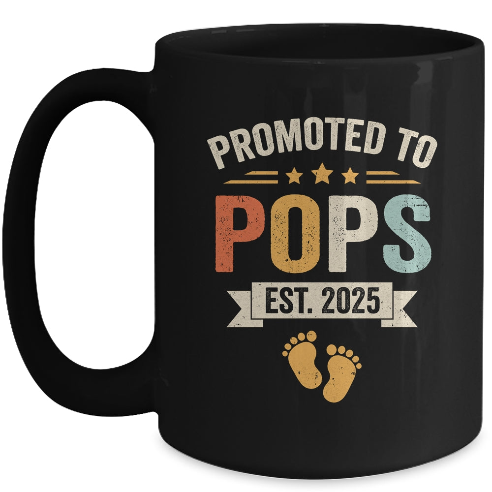 Promoted To Pops 2025 Retro Soon To Be Pops Est 2025 Mug | teecentury