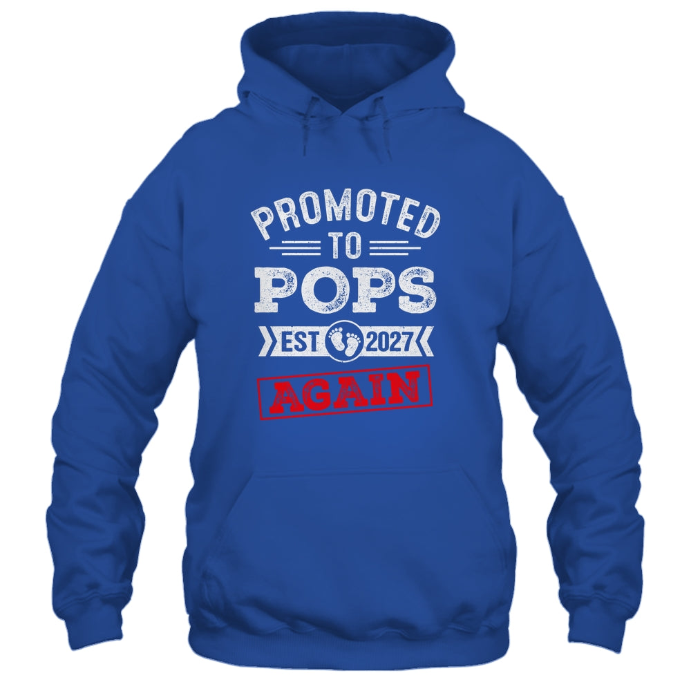 Promoted To Pops Again 2027 Pregnancy Announcement Shirt & Hoodie | teecentury