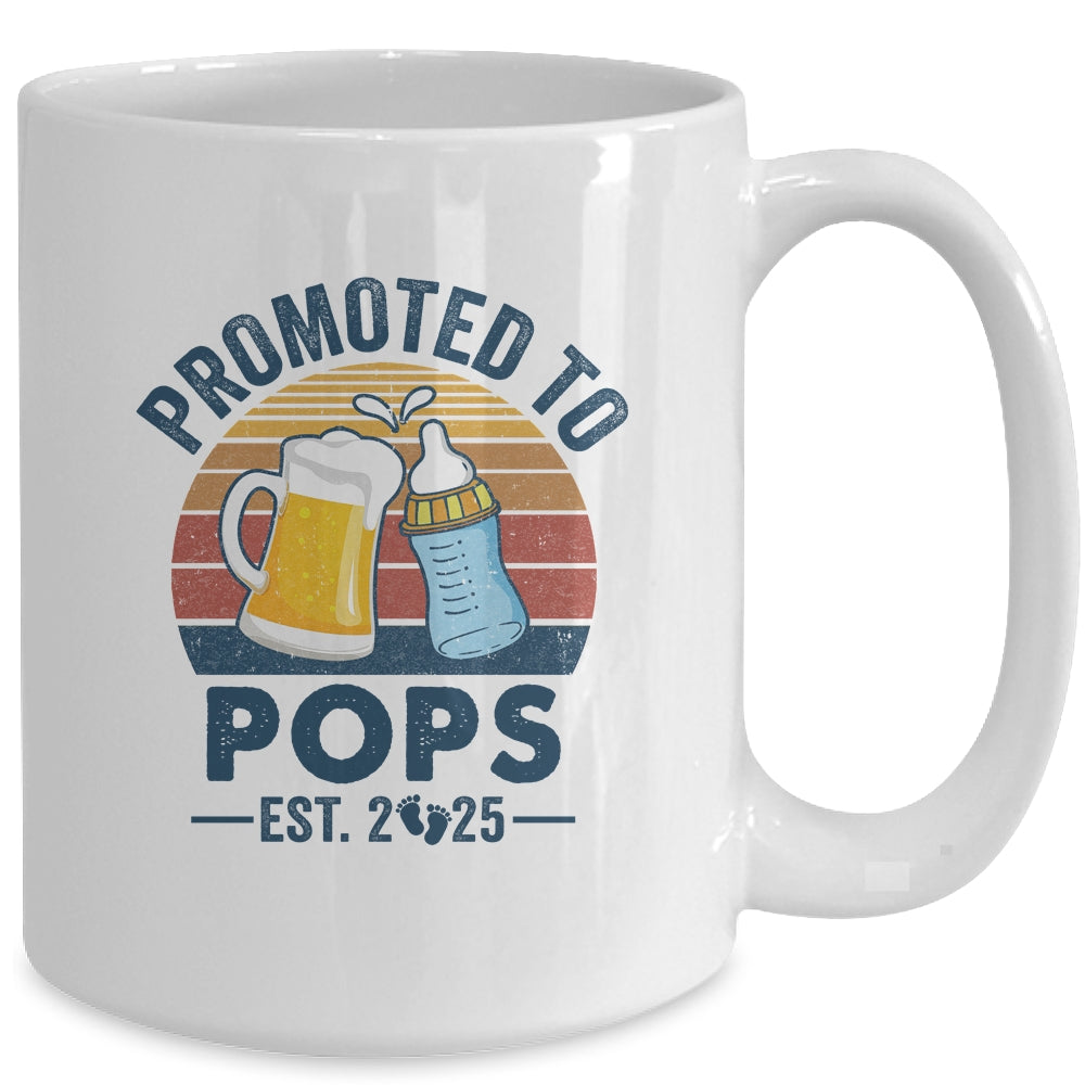 Promoted To Pops Est 2025 First Time Fathers Day Vintage Mug | teecentury