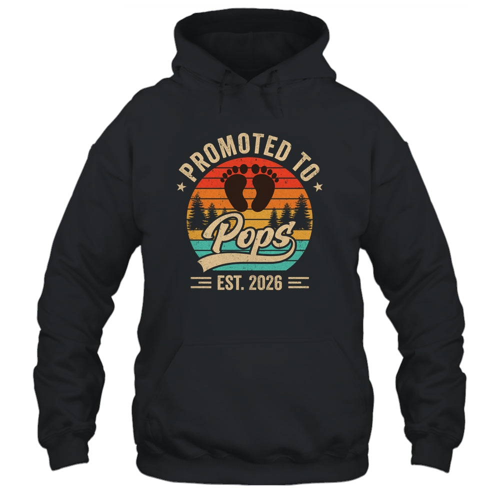 Promoted To Pops Est 2026 Grandparents Baby Announcement Shirt & Hoodie | teecentury