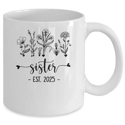 Promoted To Sister Est 2025 Pregnancy Announcement Flower Mug | teecentury