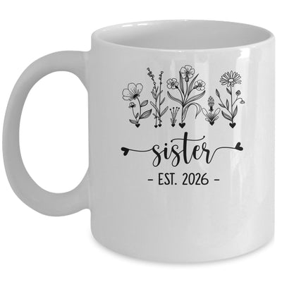 Promoted To Sister Est 2026 Pregnancy Announcement Flower Mug | teecentury