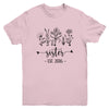 Promoted To Sister Est 2026 Pregnancy Announcement Flower Youth Shirt | teecentury