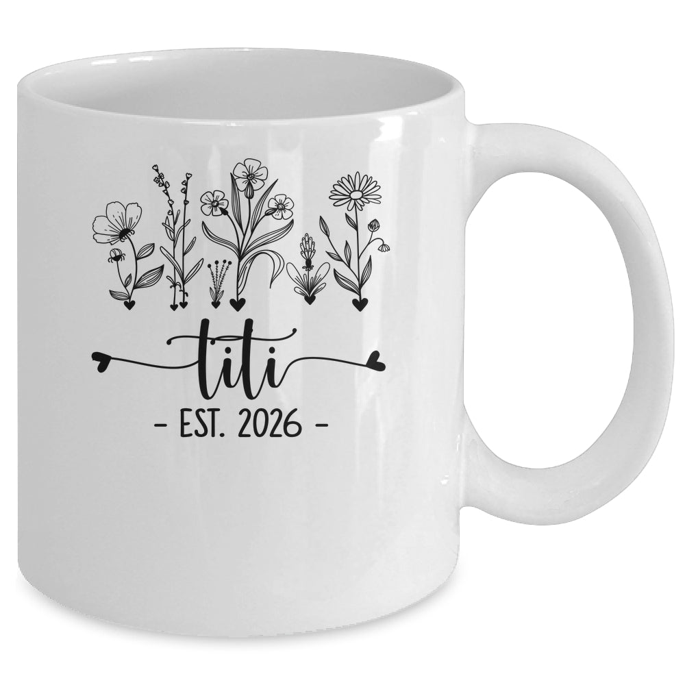Promoted To Titi Est 2026 Pregnancy Announcement Flower Mug | teecentury