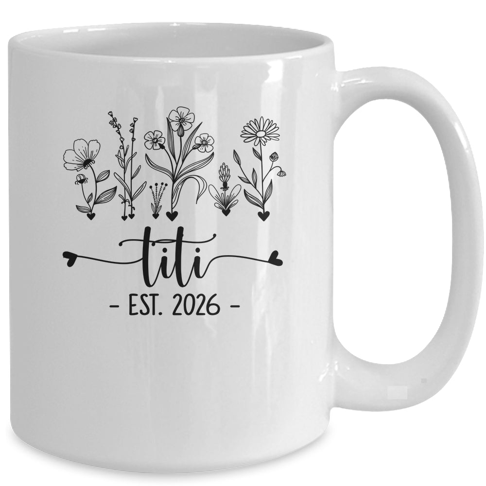 Promoted To Titi Est 2026 Pregnancy Announcement Flower Mug | teecentury