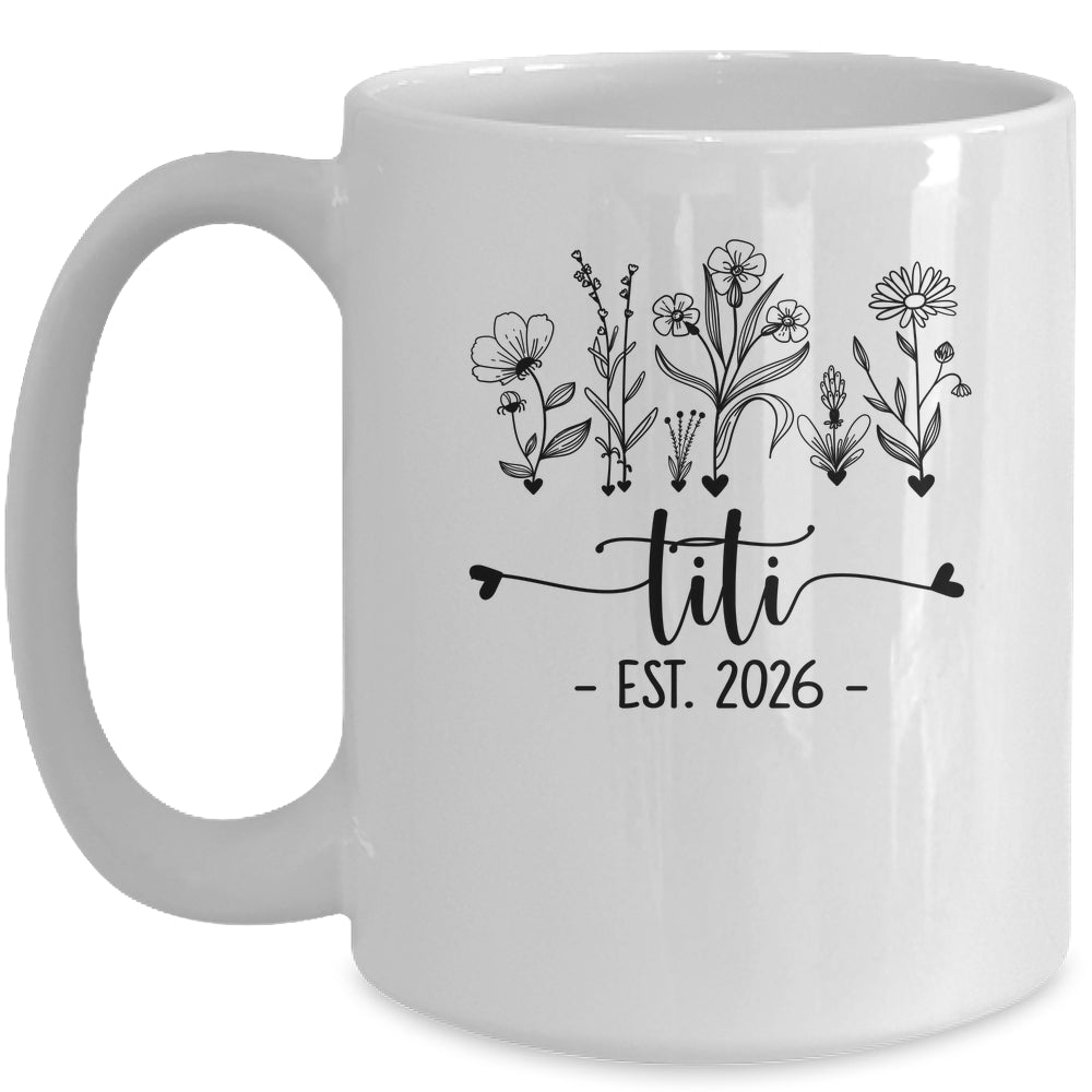 Promoted To Titi Est 2026 Pregnancy Announcement Flower Mug | teecentury