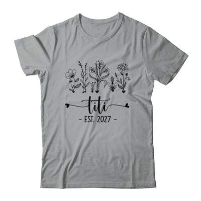Promoted To Titi Est 2027 Pregnancy Announcement Flower Shirt & Tank Top | teecentury