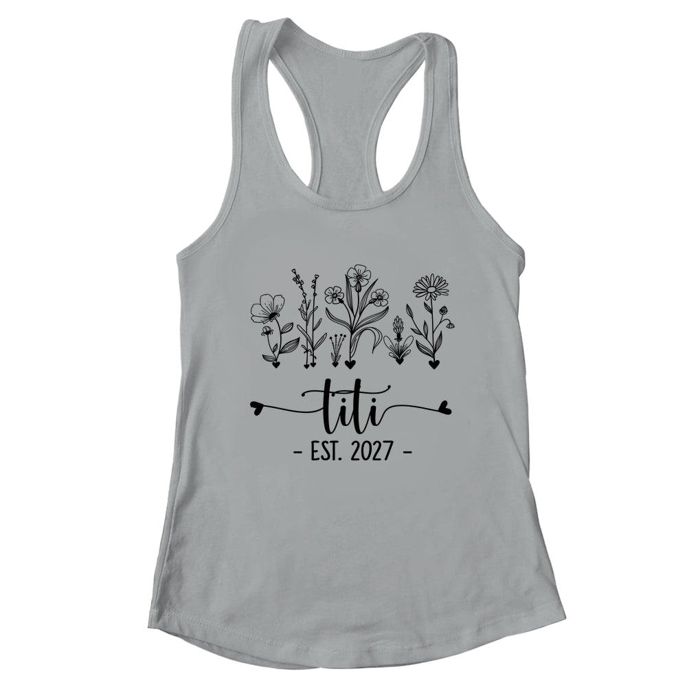 Promoted To Titi Est 2027 Pregnancy Announcement Flower Shirt & Tank Top | teecentury