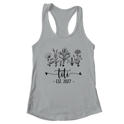 Promoted To Titi Est 2027 Pregnancy Announcement Flower Shirt & Tank Top | teecentury