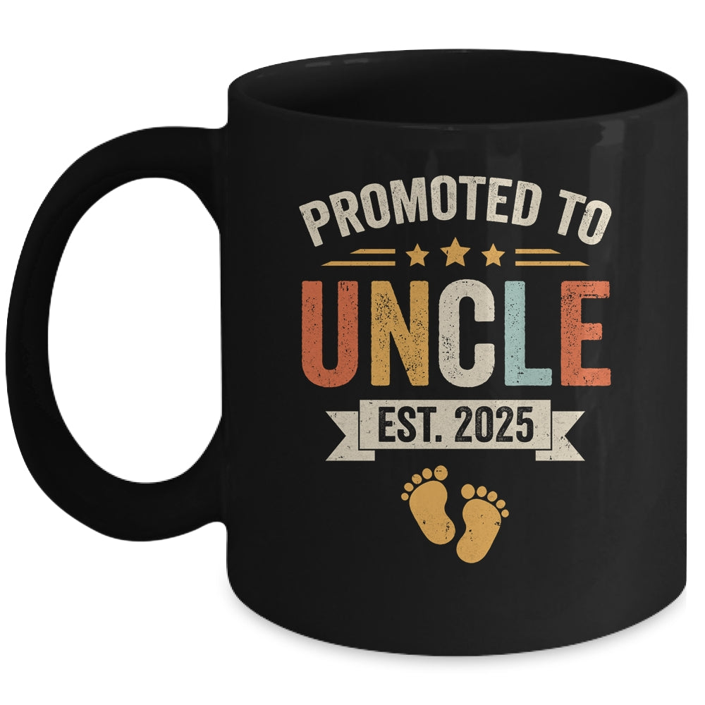 Promoted To Uncle 2025 Retro Soon To Be Uncle Est 2025 Mug | teecentury