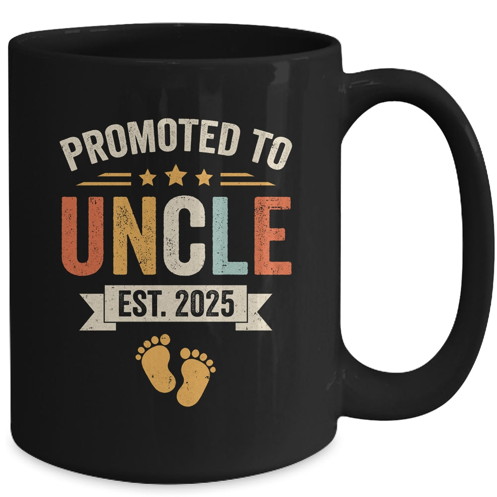 Promoted To Uncle 2025 Retro Soon To Be Uncle Est 2025 Mug | teecentury