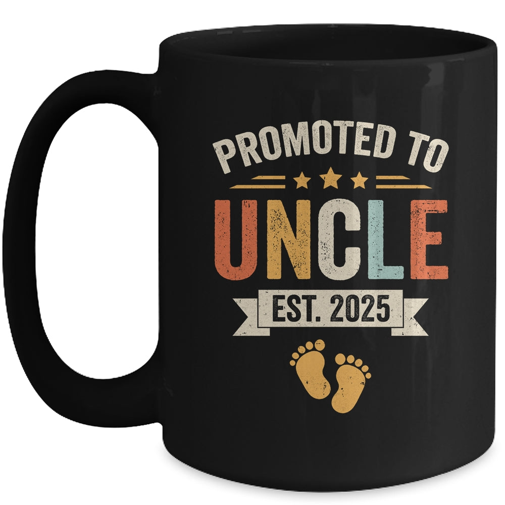 Promoted To Uncle 2025 Retro Soon To Be Uncle Est 2025 Mug | teecentury