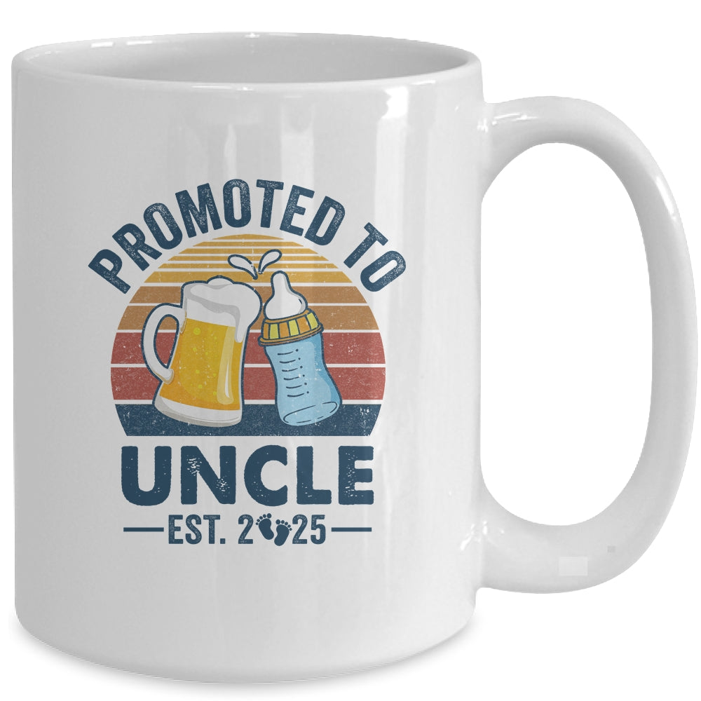 Promoted To Uncle Est 2025 First Time Fathers Day Vintage Mug | teecentury