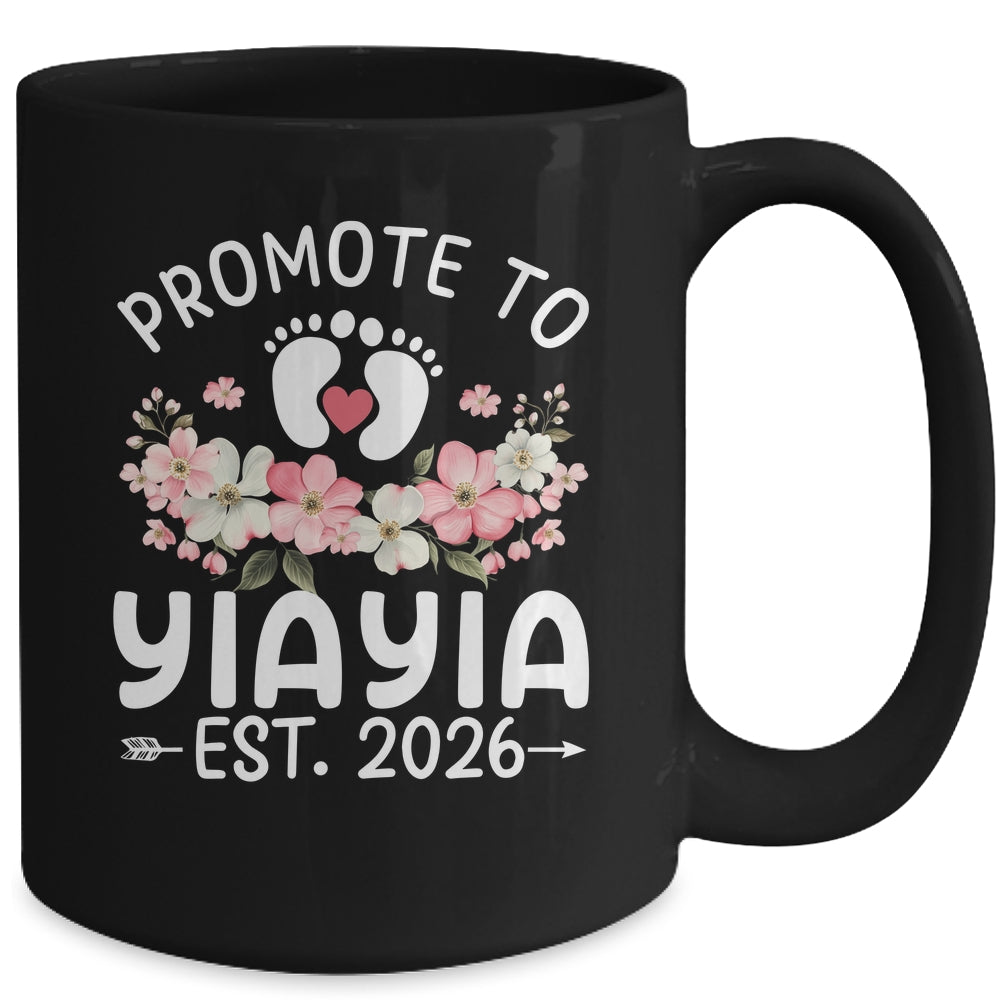 Promoted To Yiayia 2026 First Time Floral New Yiayia Mug | teecentury