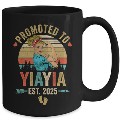 Promoted To Yiayia Est 2025 Retro First Time Yiayia Mug | teecentury