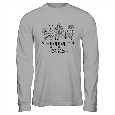 Promoted To Yiayia Est 2026 Pregnancy Announcement Flower Shirt & Hoodie | teecentury