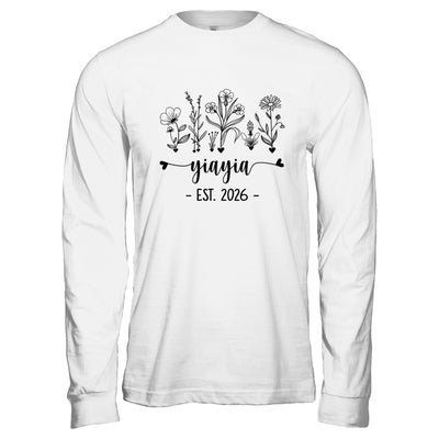Promoted To Yiayia Est 2026 Pregnancy Announcement Flower Shirt & Hoodie | teecentury