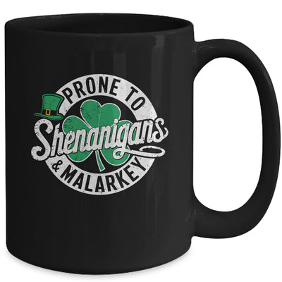 Prone To Shenanigans And Malarkey Shamrock St Patrick's Day Mug | teecentury