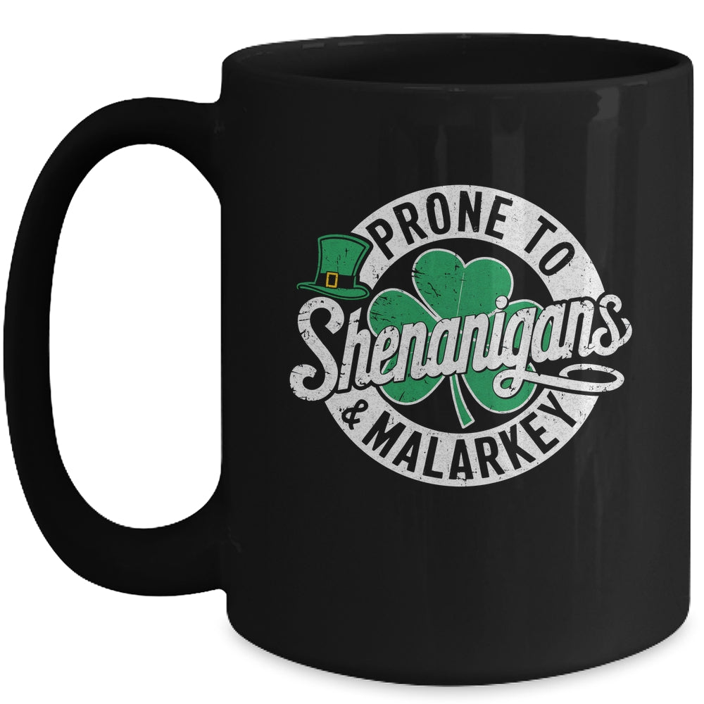 Prone To Shenanigans And Malarkey Shamrock St Patrick's Day Mug | teecentury